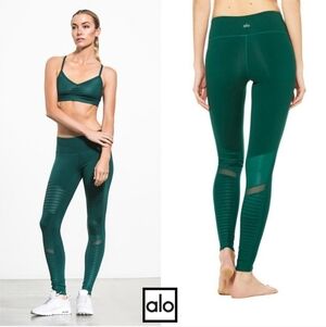 ALO Yoga High Waist Moto Leggings Emerald Green Women's Small Athletic Wear